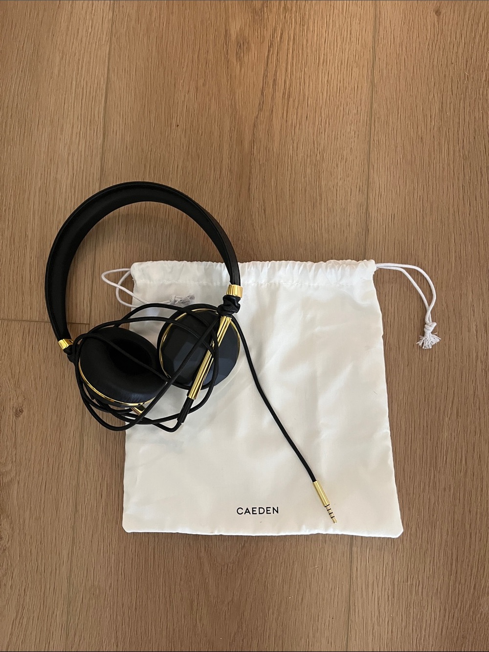 Black On-Ear Headphones with Gold Accents